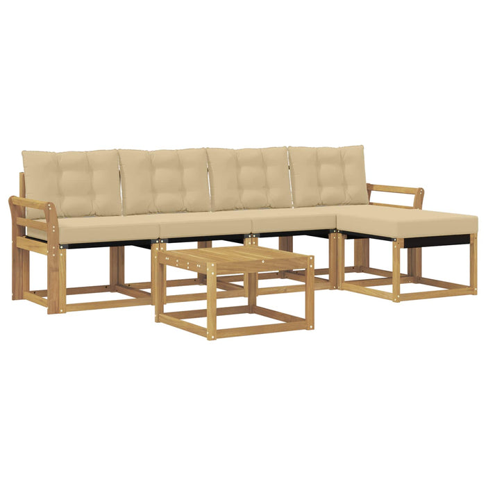 Set de canapele de exterior cu pernă 6 pcs Alb și Bej WALTI