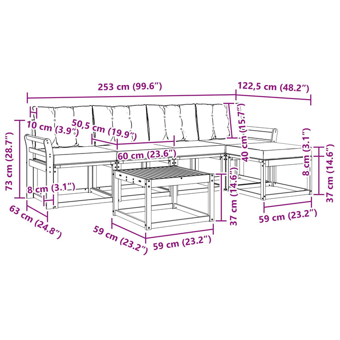 Set de canapele de exterior cu pernă 6 pcs Alb și Bej WALTI