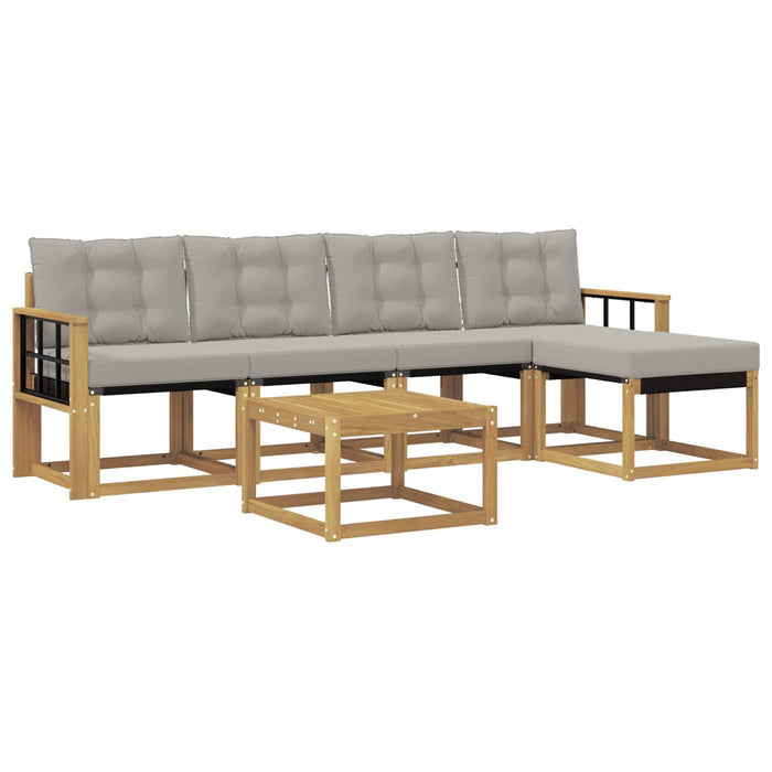 Set de canapele de exterior cu pernă 6 pcs Alb și gri deschis WALTI