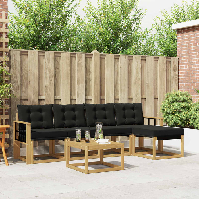 Set de canapele de exterior cu pernă 6 pcs Alb și negru WALTI