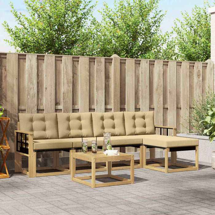 Set de canapele de exterior cu pernă 6 pcs Alb și Bej WALTI