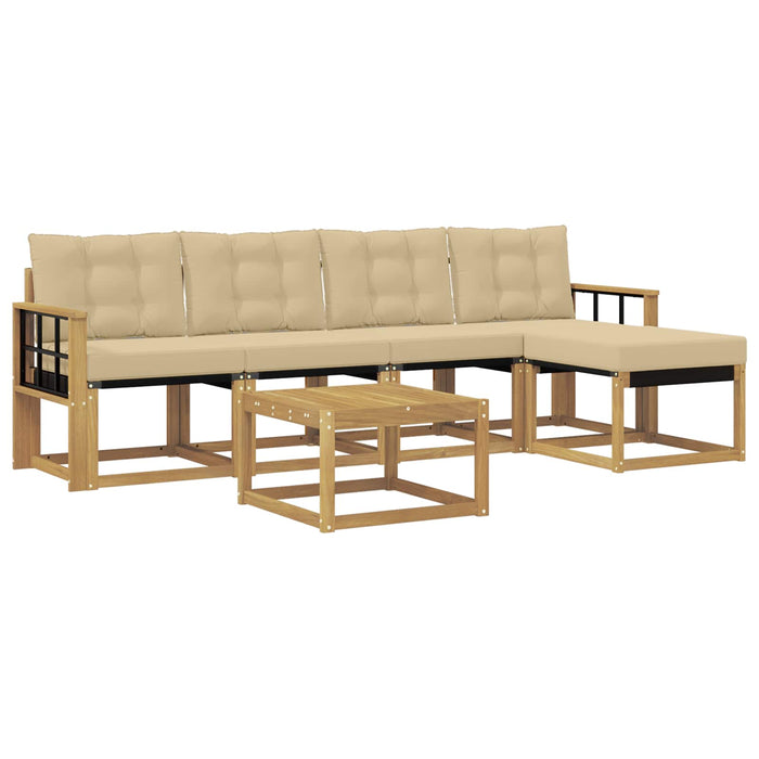 Set de canapele de exterior cu pernă 6 pcs Alb și Bej WALTI