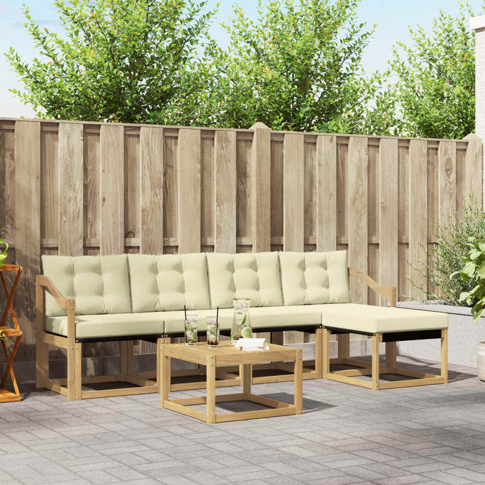 Set de canapele de exterior cu pernă 6 pcs Alb și crem WALTI