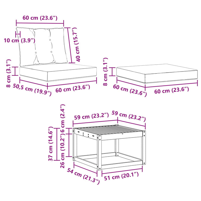 Set de canapele de exterior cu pernă 6 pcs Alb și crem WALTI