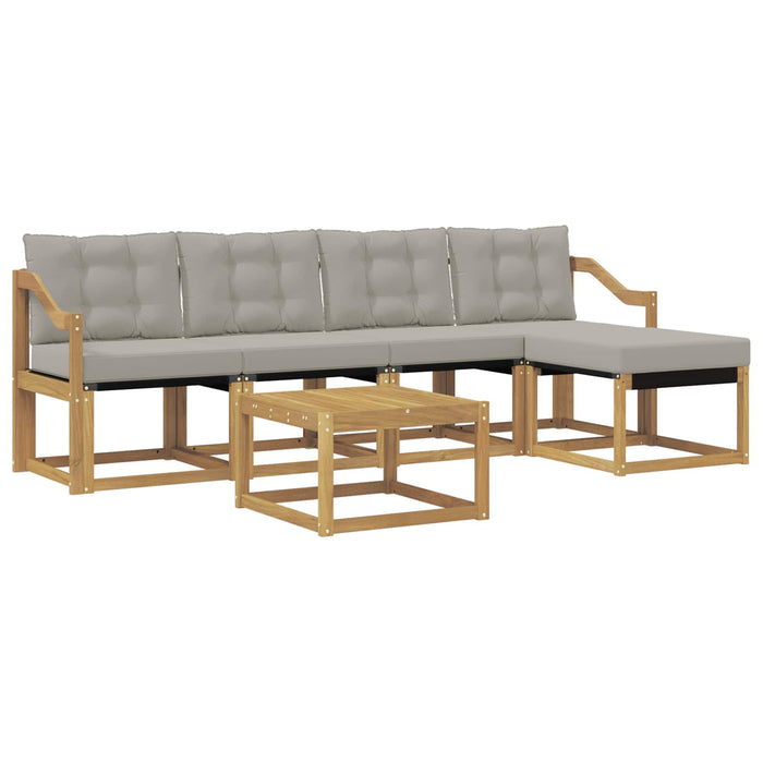 Set de canapele de exterior cu pernă 6 pcs Alb și gri deschis WALTI