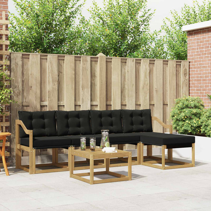 Set de canapele de exterior cu pernă 6 pcs Alb și negru WALTI