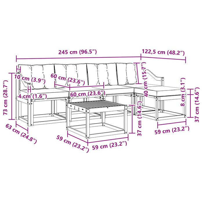 Set de canapele de exterior cu pernă 6 pcs Alb și negru WALTI