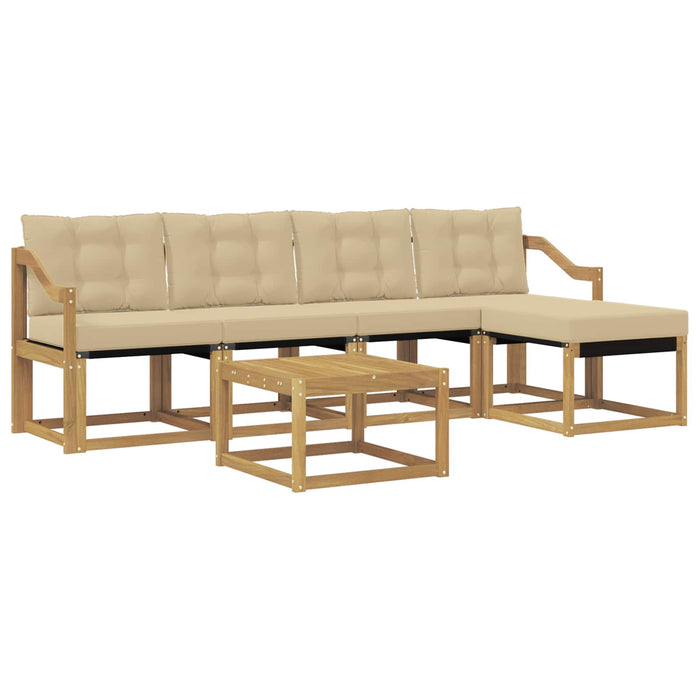Set de canapele de exterior cu pernă 6 pcs Alb și Bej WALTI