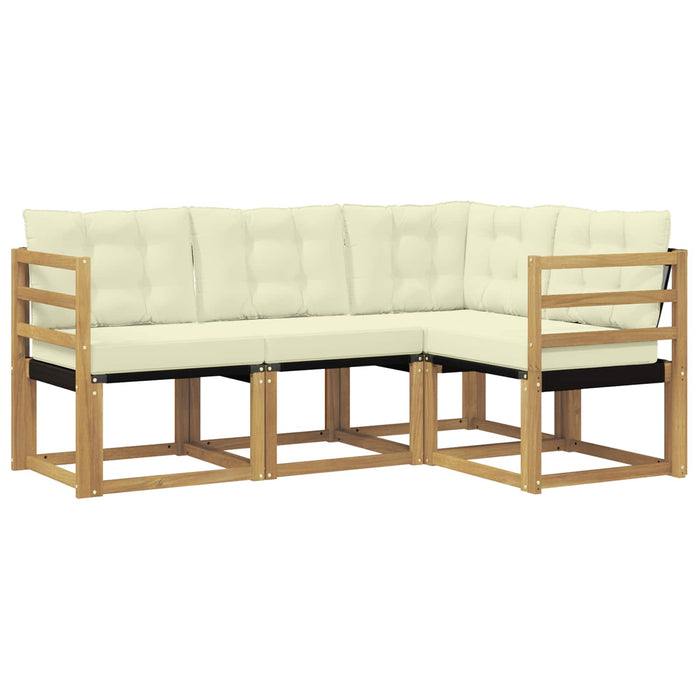 Set de canapele de exterior cu pernă 4 pcs Alb și crem WALTI