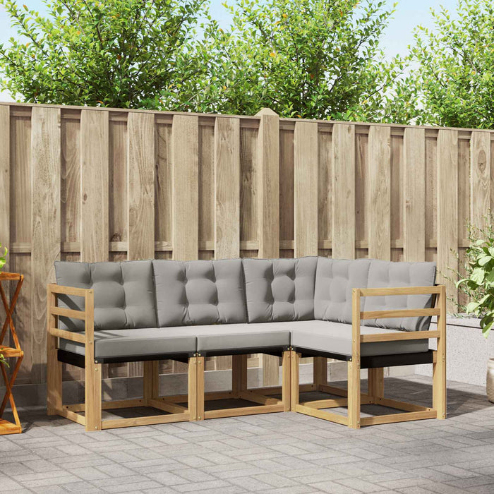 Set de canapele de exterior cu pernă 4 pcs Alb și gri deschis WALTI