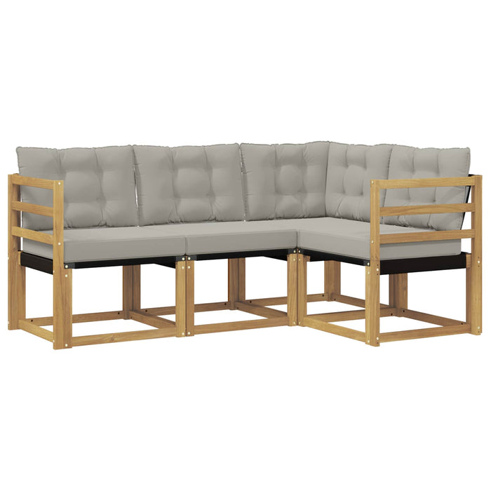 Set de canapele de exterior cu pernă 4 pcs Alb și gri deschis WALTI