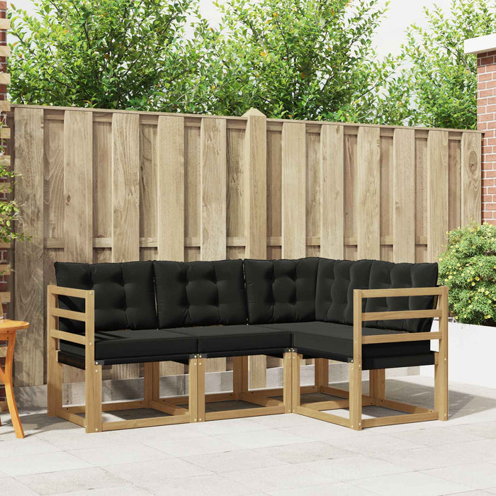 Set de canapele de exterior cu pernă 4 pcs Alb și negru WALTI