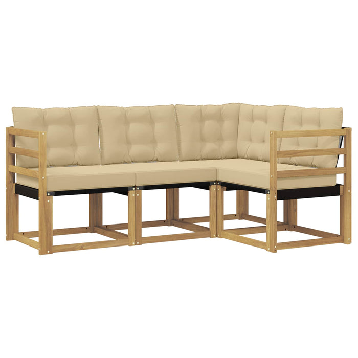 Set de canapele de exterior cu pernă 4 pcs Alb și Bej WALTI