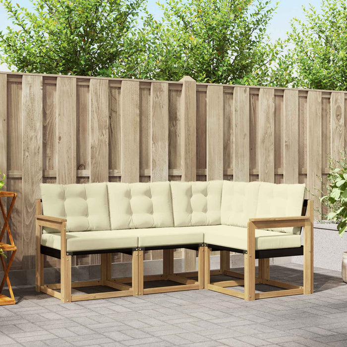 Set de canapele de exterior cu pernă 4 pcs Alb și crem WALTI