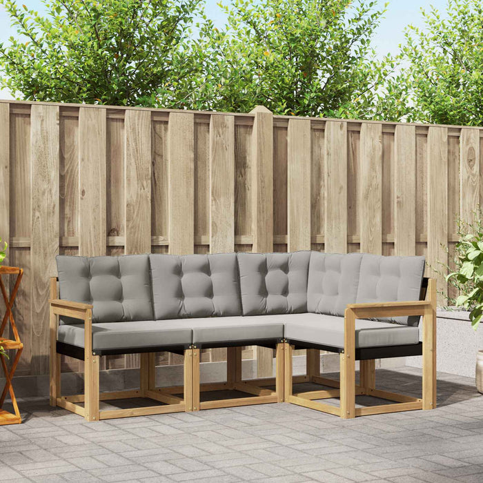 Set de canapele de exterior cu pernă 4 pcs Alb și gri deschis WALTI