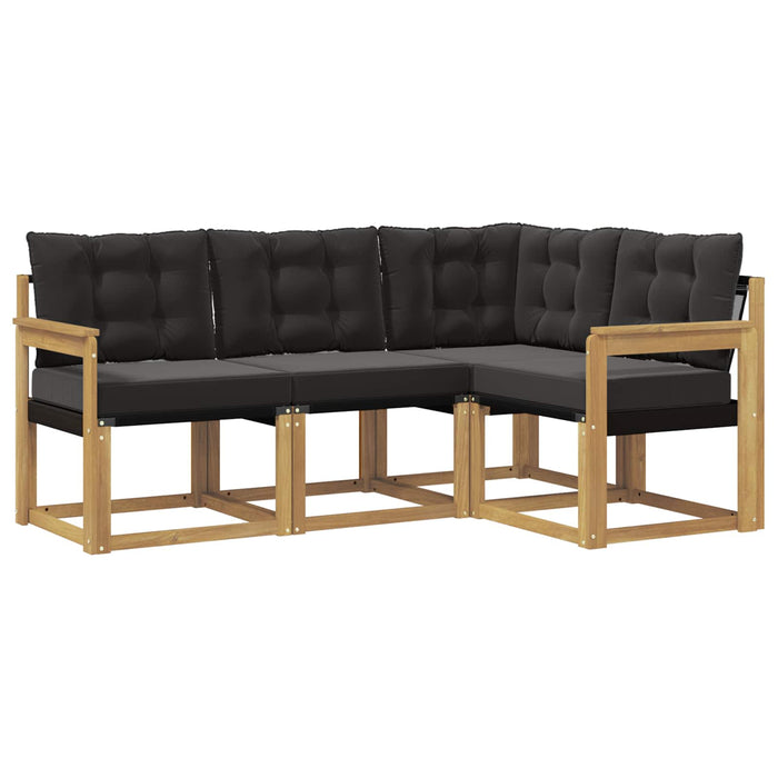 Set de canapele de exterior cu pernă 4 pcs Alb și negru WALTI