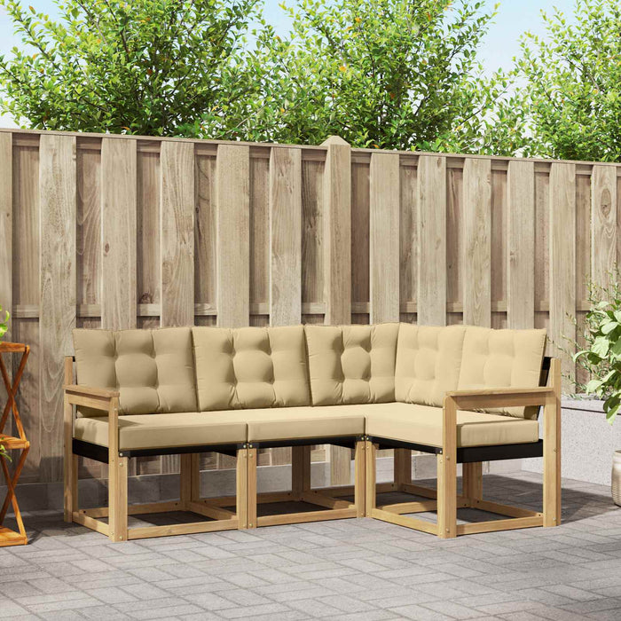 Set de canapele de exterior cu pernă 4 pcs Alb și Bej WALTI