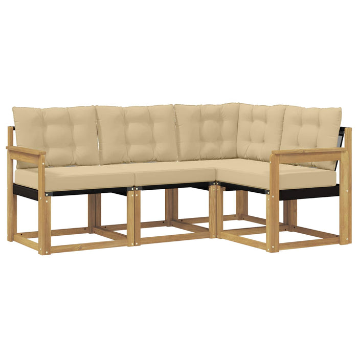 Set de canapele de exterior cu pernă 4 pcs Alb și Bej WALTI