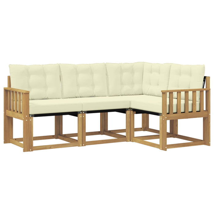Set de canapele de exterior cu pernă 4 pcs Alb și crem WALTI