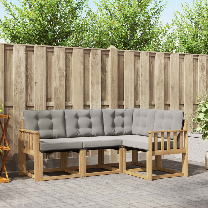 Set de canapele de exterior cu pernă 4 pcs Alb și gri deschis WALTI