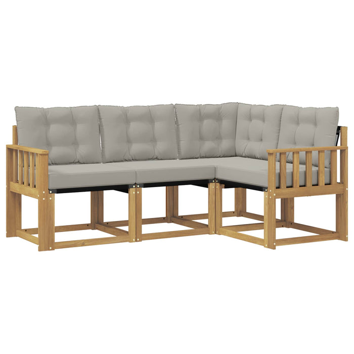 Set de canapele de exterior cu pernă 4 pcs Alb și gri deschis WALTI
