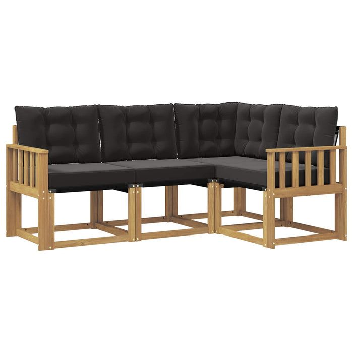 Set de canapele de exterior cu pernă 4 pcs Alb și negru WALTI