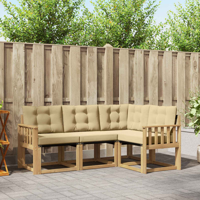 Set de canapele de exterior cu pernă 4 pcs Alb și Bej WALTI