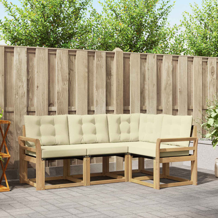 Set de canapele de exterior cu pernă 4 pcs Alb și crem WALTI