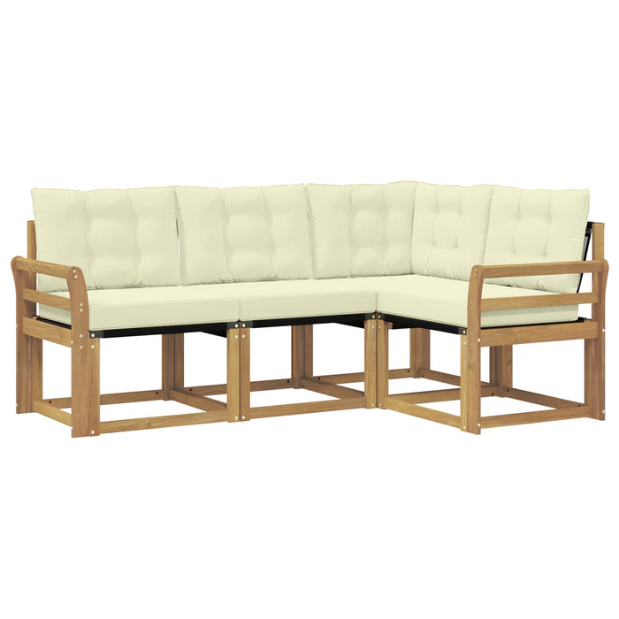 Set de canapele de exterior cu pernă 4 pcs Alb și crem WALTI