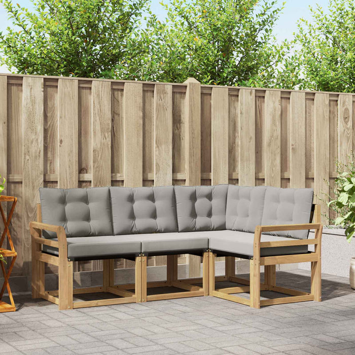 Set de canapele de exterior cu pernă 4 pcs Alb și gri deschis WALTI
