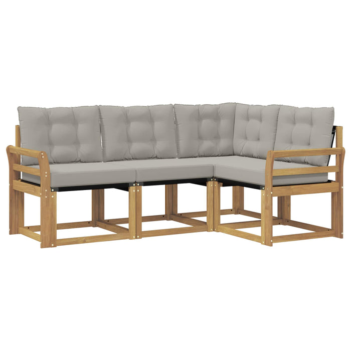 Set de canapele de exterior cu pernă 4 pcs Alb și gri deschis WALTI
