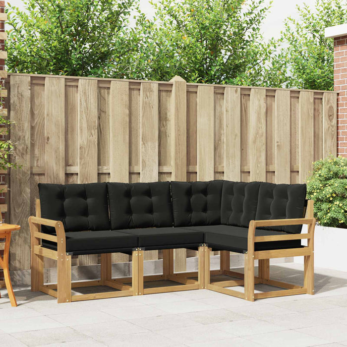 Set de canapele de exterior cu pernă 4 pcs Alb și negru WALTI