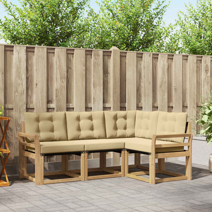 Set de canapele de exterior cu pernă 4 pcs Alb și Bej WALTI