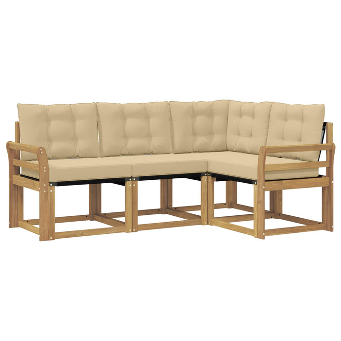Set de canapele de exterior cu pernă 4 pcs Alb și Bej WALTI