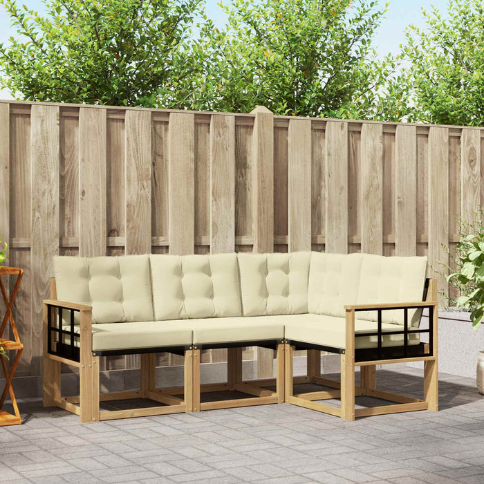 Set de canapele de exterior cu pernă 4 pcs Alb și crem WALTI