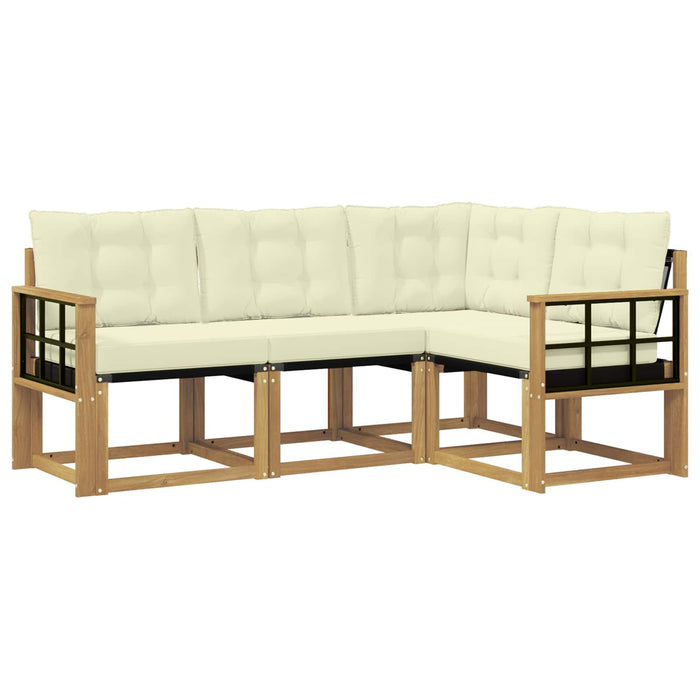 Set de canapele de exterior cu pernă 4 pcs Alb și crem WALTI