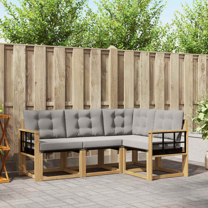 Set de canapele de exterior cu pernă 4 pcs Alb și gri deschis WALTI