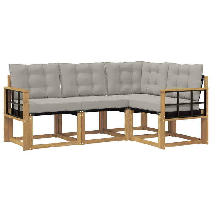 Set de canapele de exterior cu pernă 4 pcs Alb și gri deschis WALTI