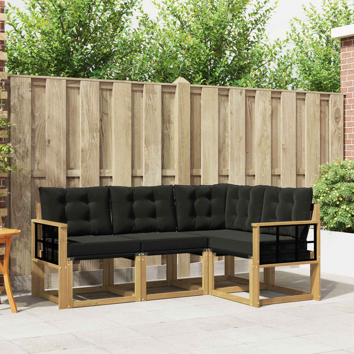 Set de canapele de exterior cu pernă 4 pcs Alb și negru WALTI
