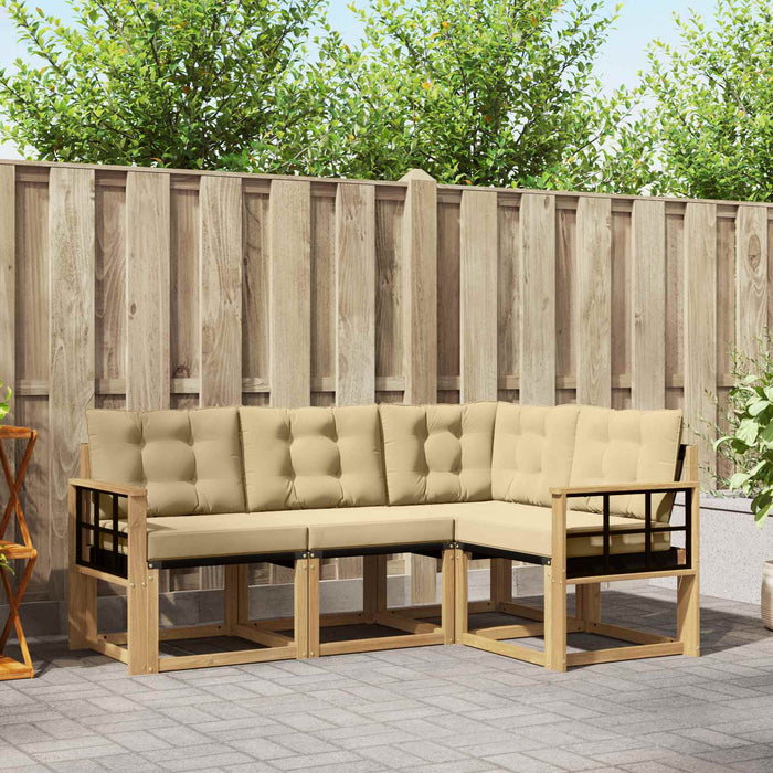 Set de canapele de exterior cu pernă 4 pcs Alb și Bej WALTI