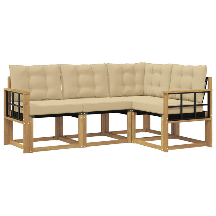 Set de canapele de exterior cu pernă 4 pcs Alb și Bej WALTI