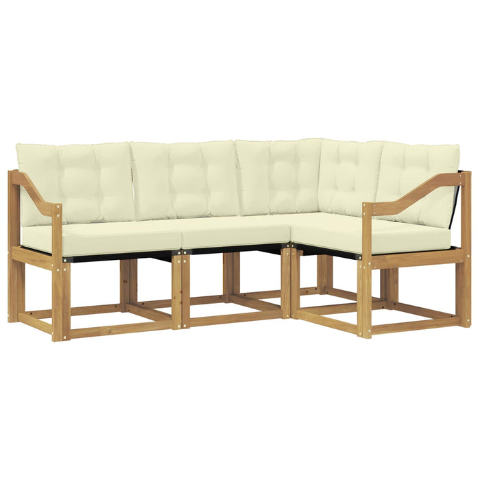 Set de canapele de exterior cu pernă 4 pcs Alb și crem WALTI