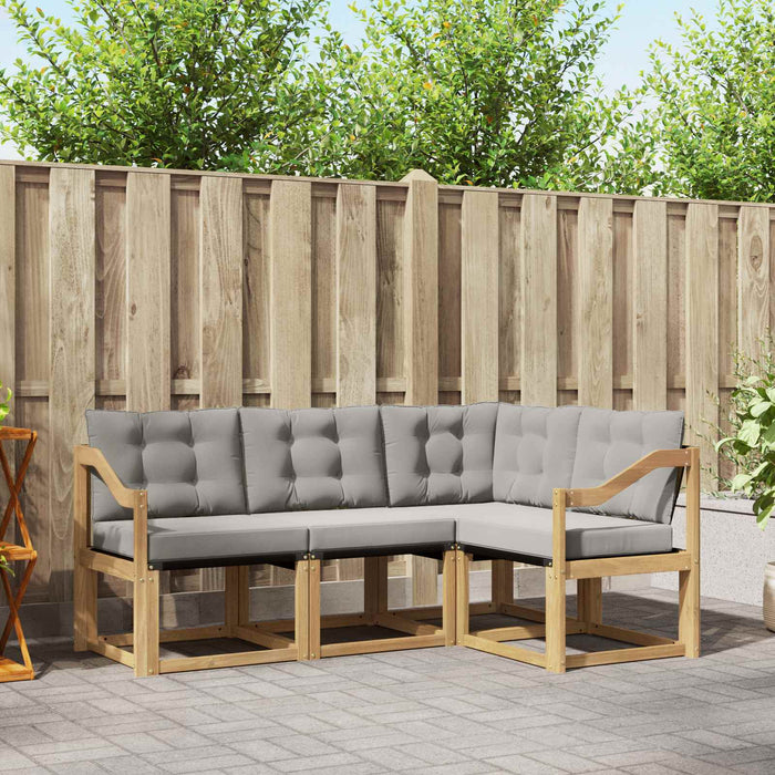 Set de canapele de exterior cu pernă 4 pcs Alb și gri deschis WALTI