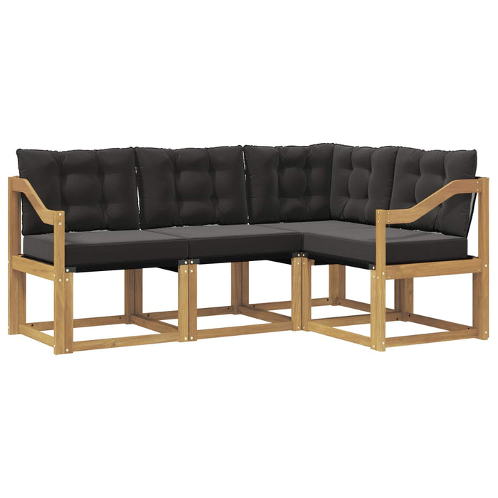 Set de canapele de exterior cu pernă 4 pcs Alb și negru WALTI
