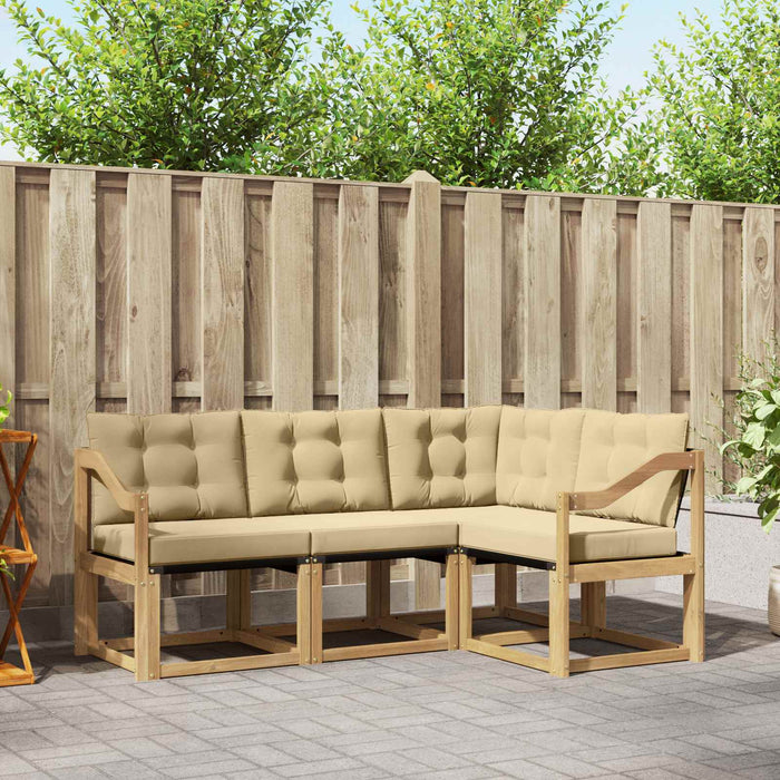 Set de canapele de exterior cu pernă 4 pcs Alb și Bej WALTI
