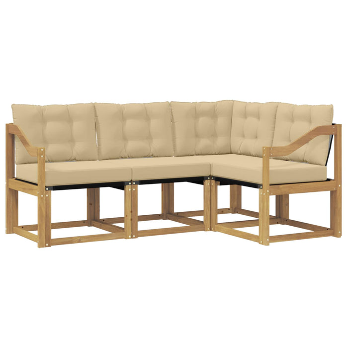 Set de canapele de exterior cu pernă 4 pcs Alb și Bej WALTI