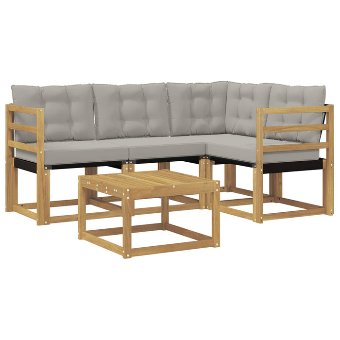 Set de canapele de exterior cu pernă 5 pcs Alb și gri deschis WALTI