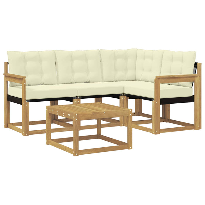 Set de canapele de exterior cu pernă 5 pcs Alb și crem WALTI