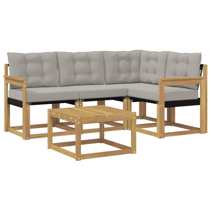 Set de canapele de exterior cu pernă 5 pcs Alb și gri deschis WALTI