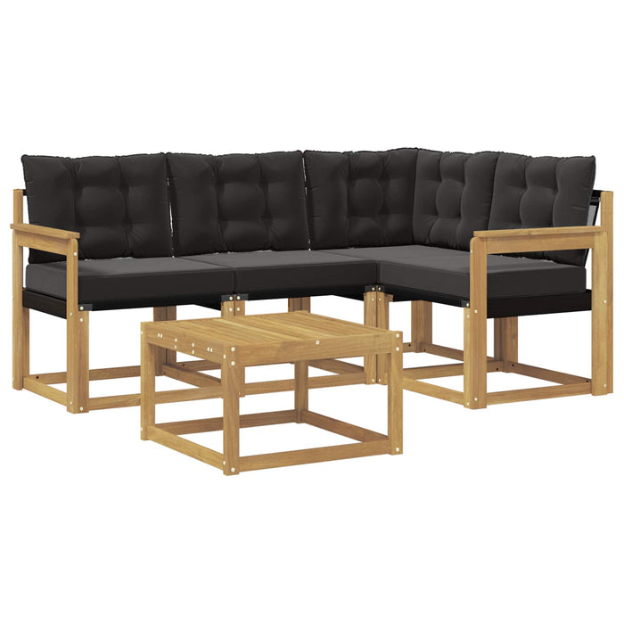 Set de canapele de exterior cu pernă 5 pcs Alb și negru WALTI